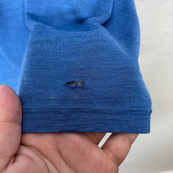 We Norwegians Men XL Blue Short Sleeve Crew Neck Shirt Merino Wool Blend - Picture 10 of 11